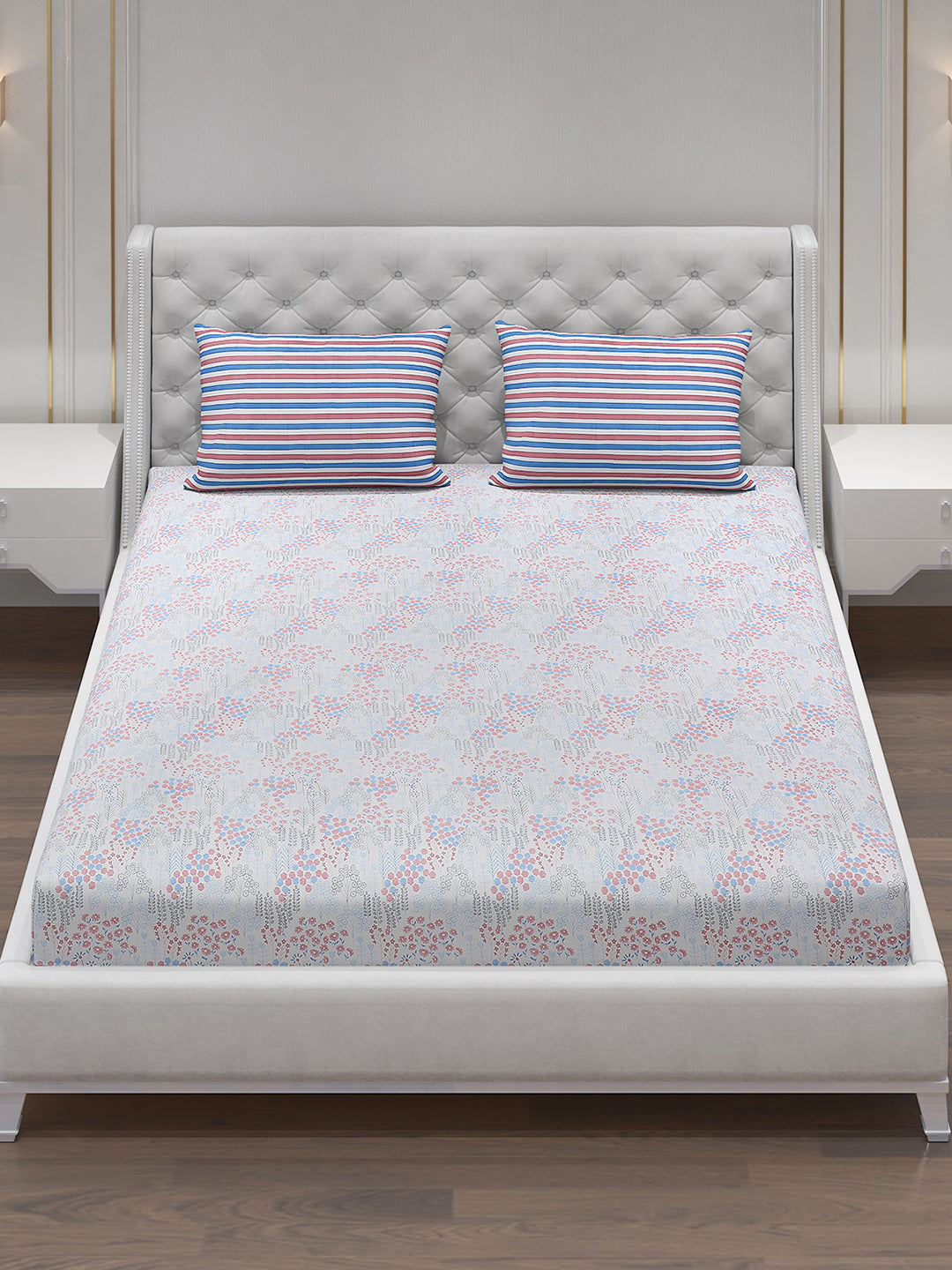 120 GSM Polyester Double Bed Bedsheet with 2 Pillow Covers - Updated - Updated