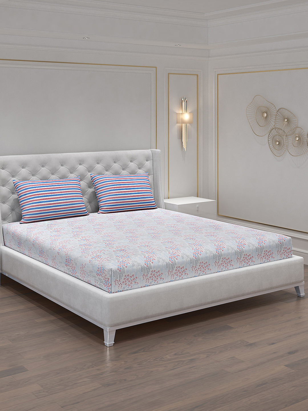 120 GSM Polyester Double Bed Bedsheet with 2 Pillow Covers - Updated - Updated