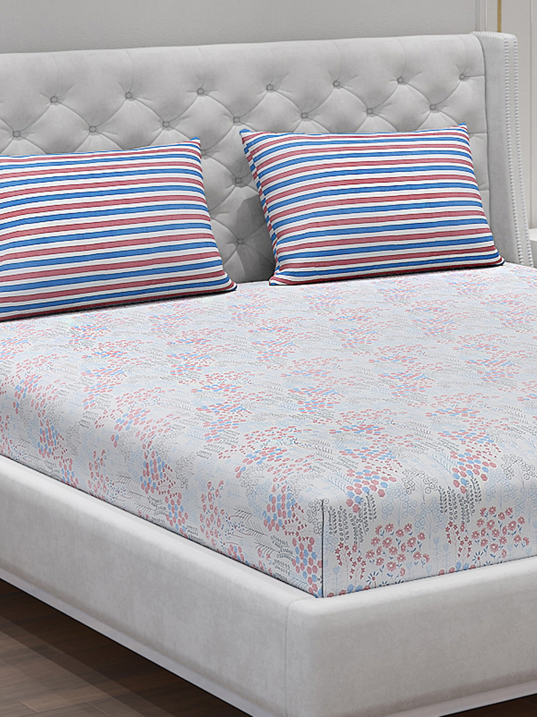 120 GSM Polyester Double Bed Bedsheet with 2 Pillow Covers - Updated - Updated