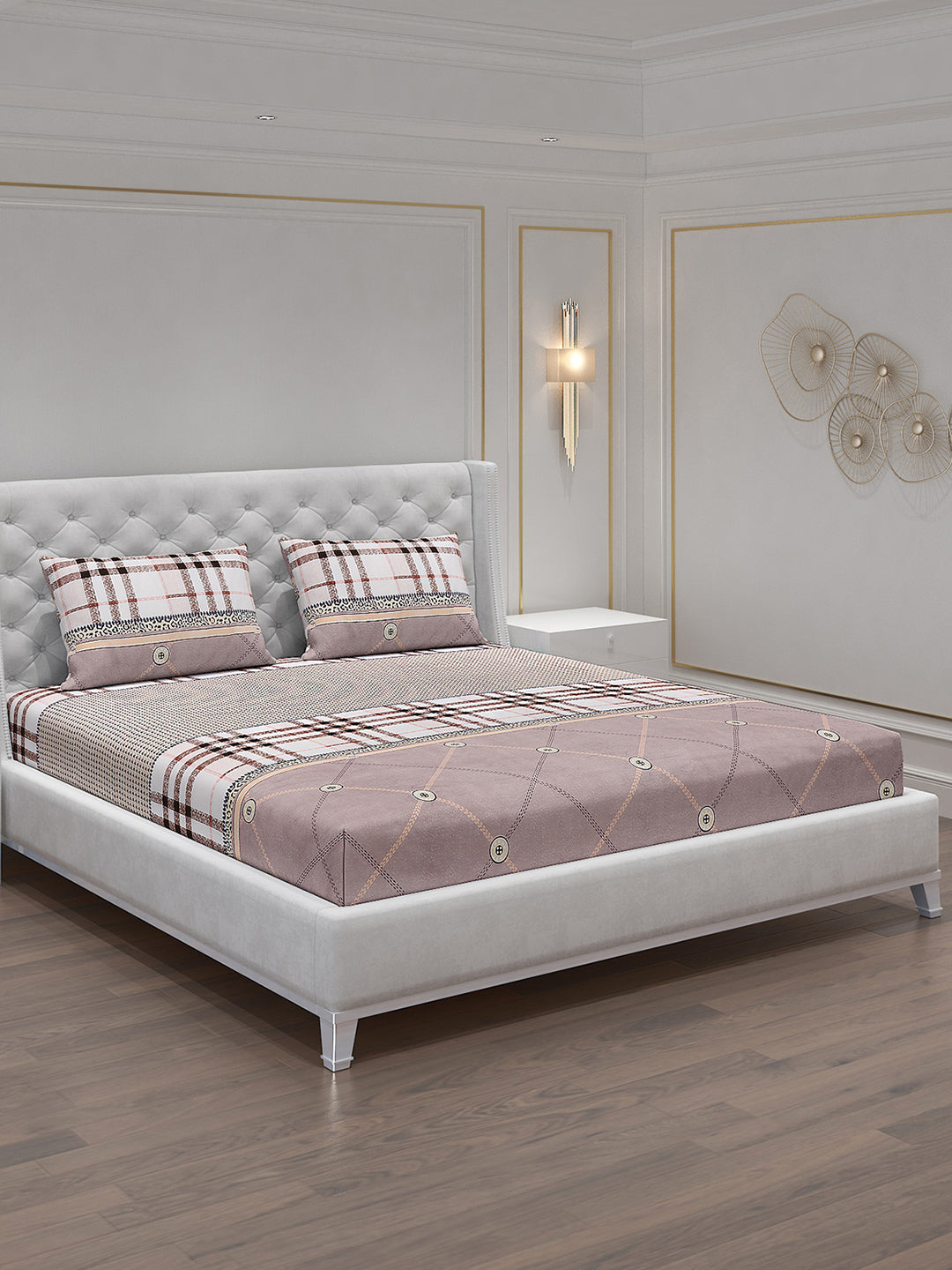 120 GSM Polyester Double Bed Bedsheet with 2 Pillow Covers - Updated - Updated