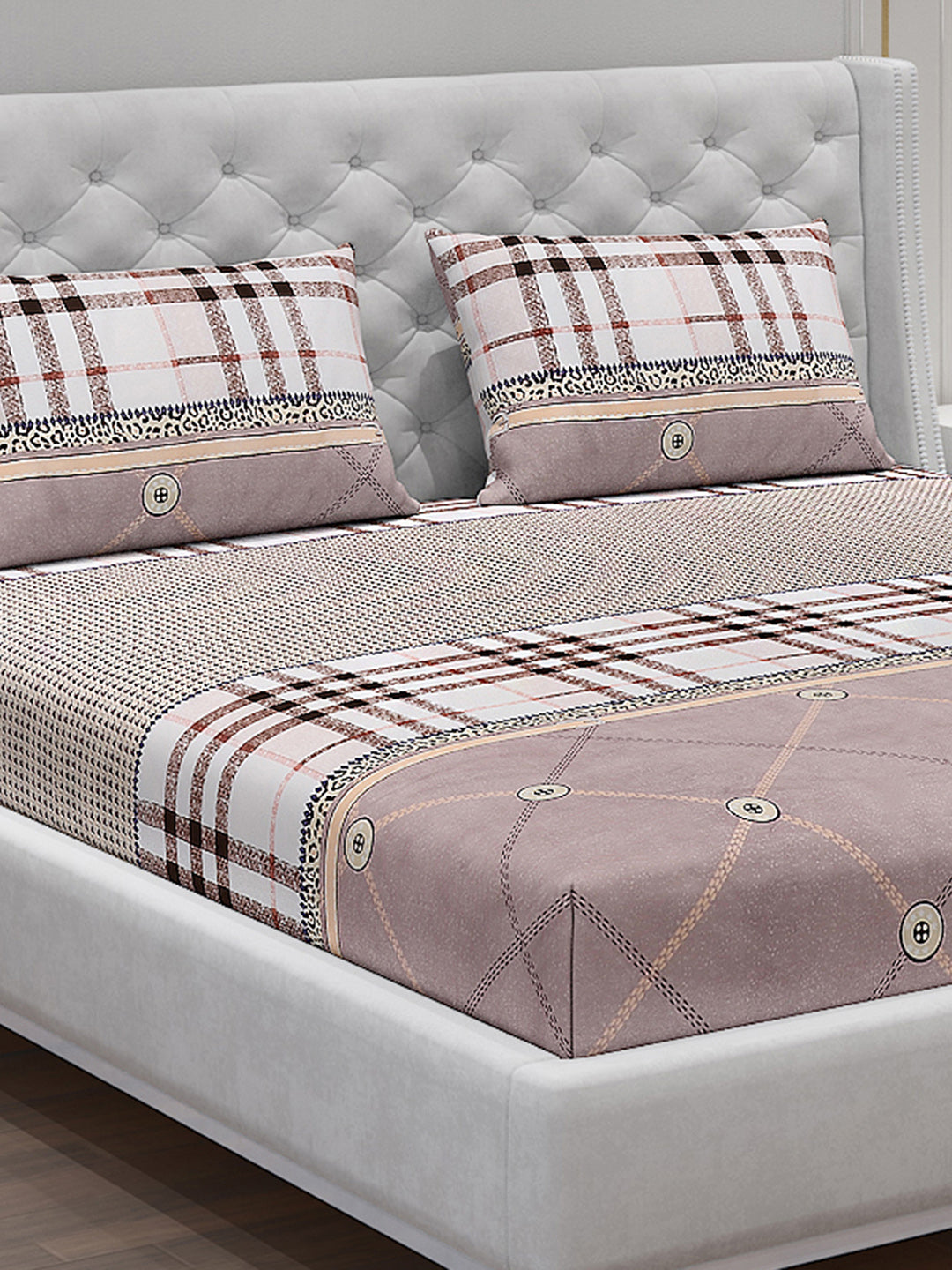 120 GSM Polyester Double Bed Bedsheet with 2 Pillow Covers - Updated - Updated