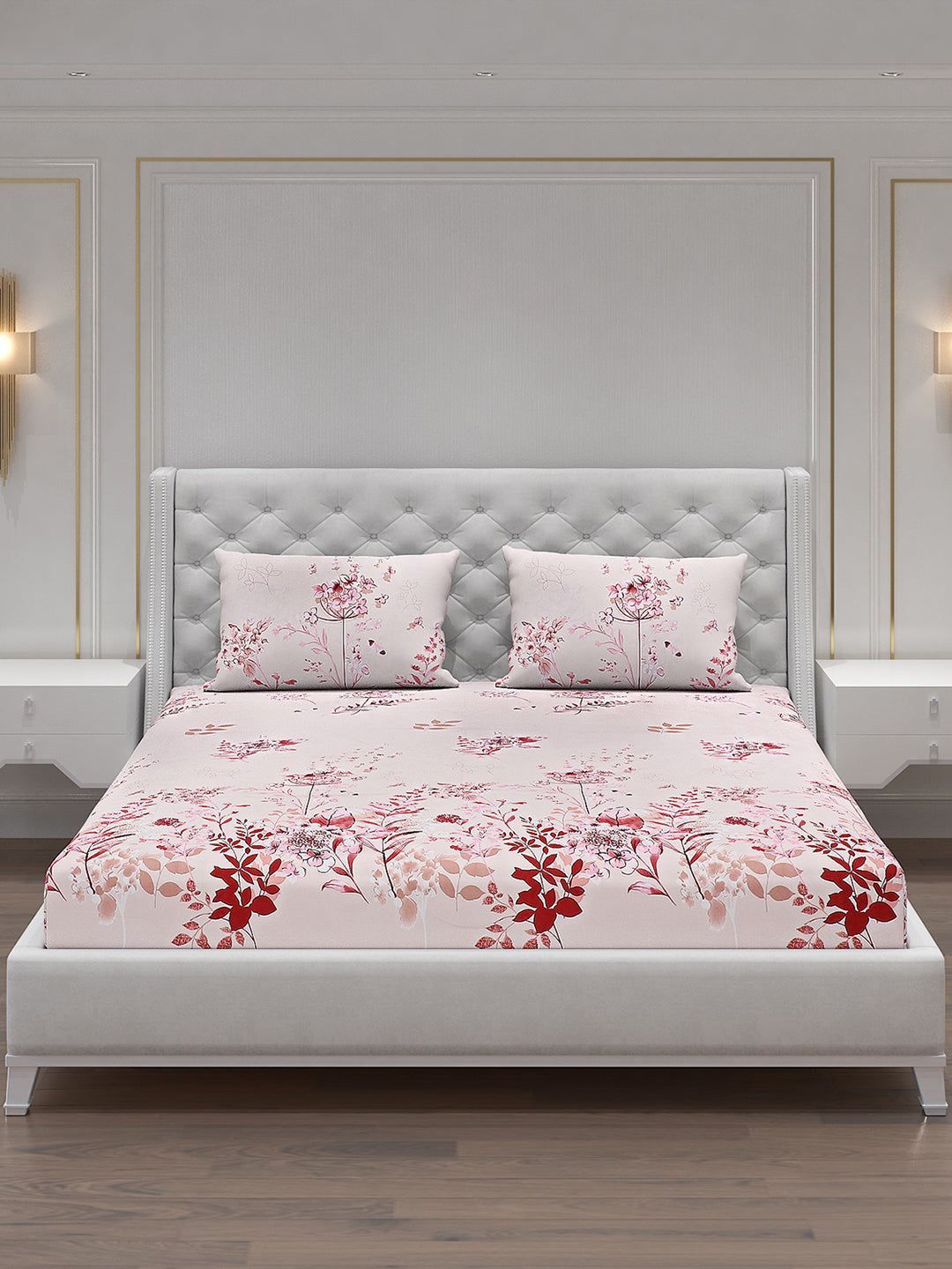 120 GSM Polyester Double Bed Bedsheet with 2 Pillow Covers - Updated - Updated