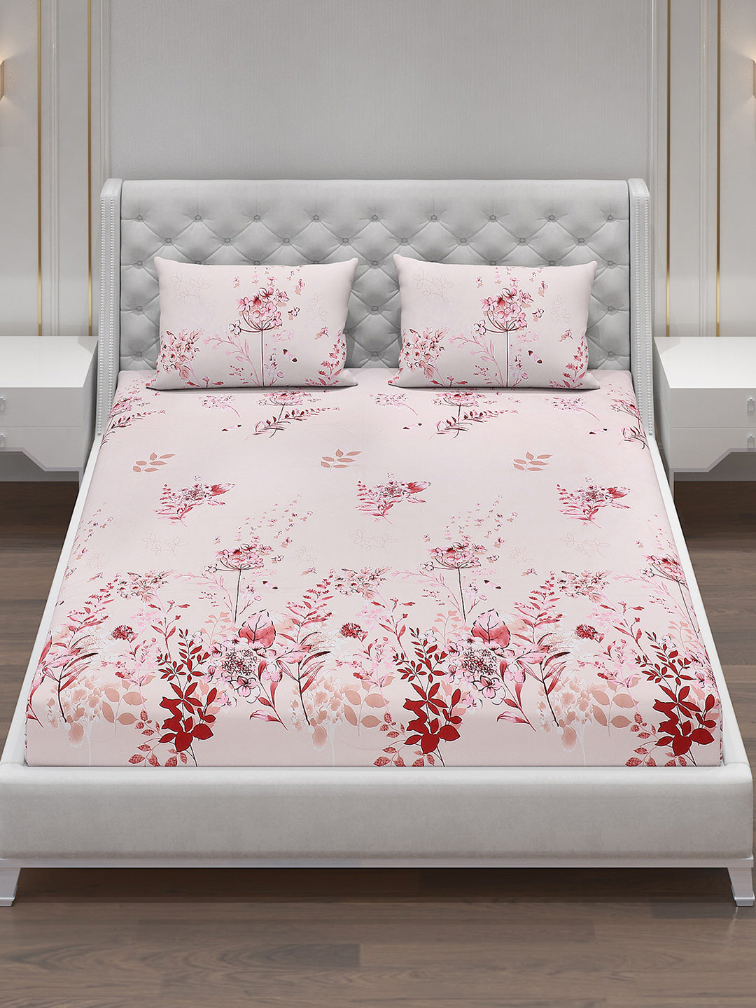 120 GSM Polyester Double Bed Bedsheet with 2 Pillow Covers - Updated - Updated