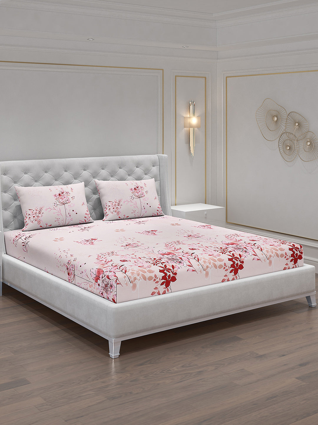 120 GSM Polyester Double Bed Bedsheet with 2 Pillow Covers - Updated - Updated