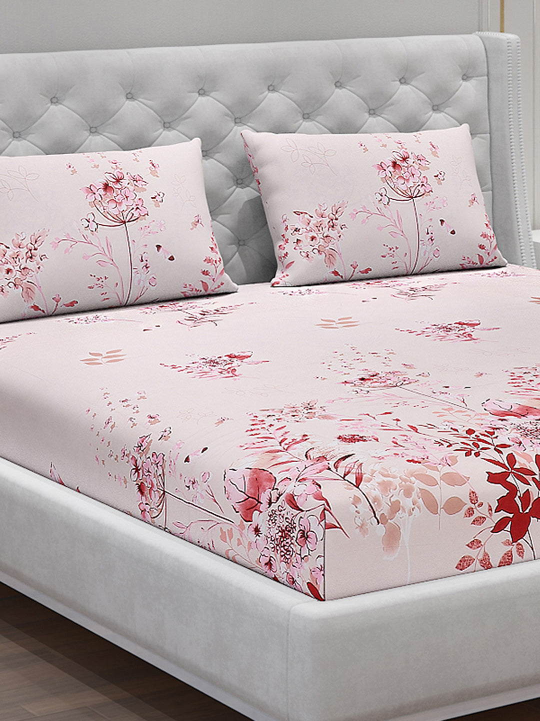 120 GSM Polyester Double Bed Bedsheet with 2 Pillow Covers - Updated - Updated