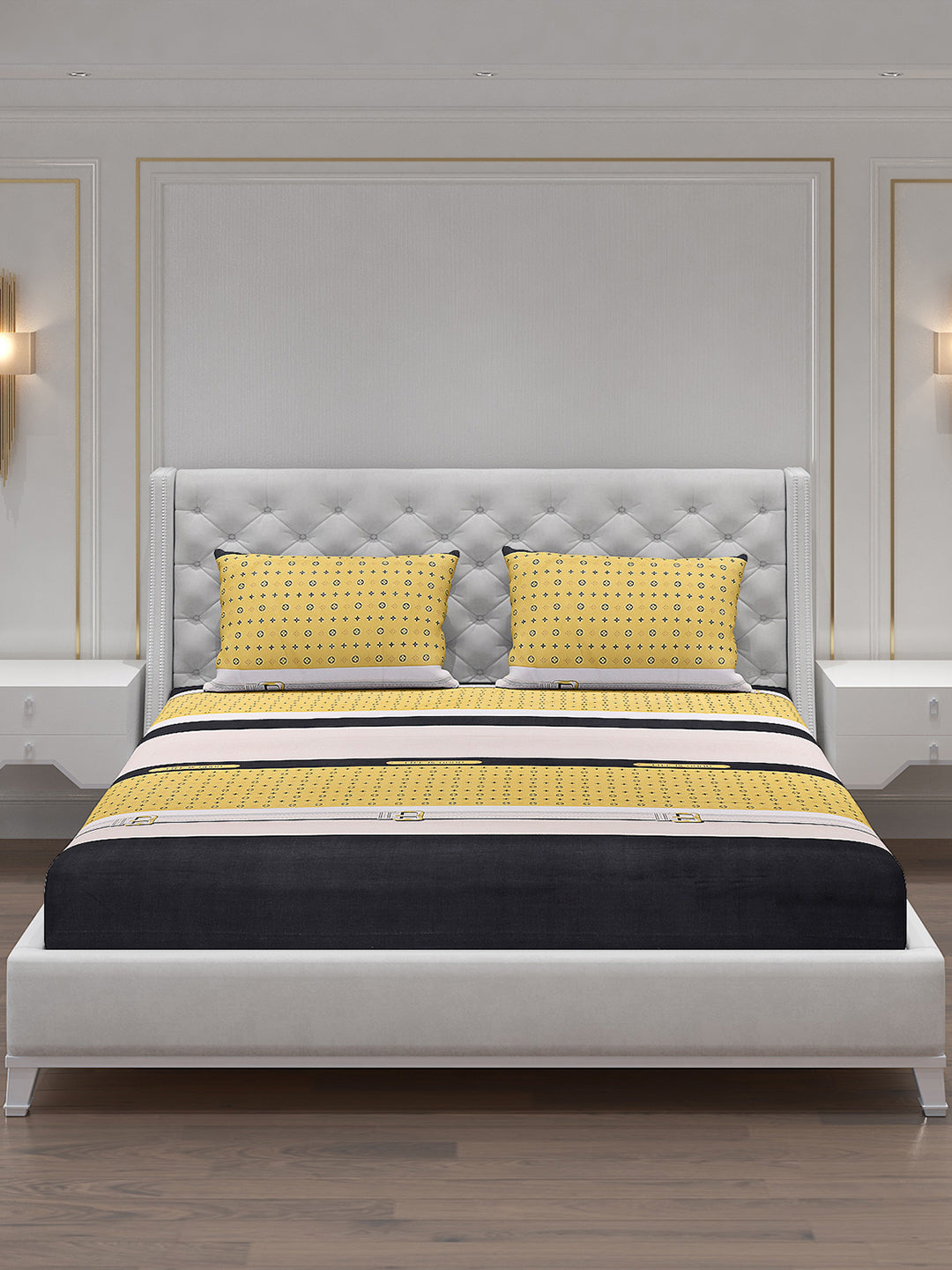 120 GSM Polyester Double Bed Bedsheet with 2 Pillow Covers - Updated - Updated