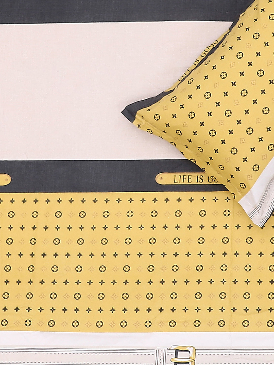 120 GSM Polyester Double Bed Bedsheet with 2 Pillow Covers - Updated - Updated