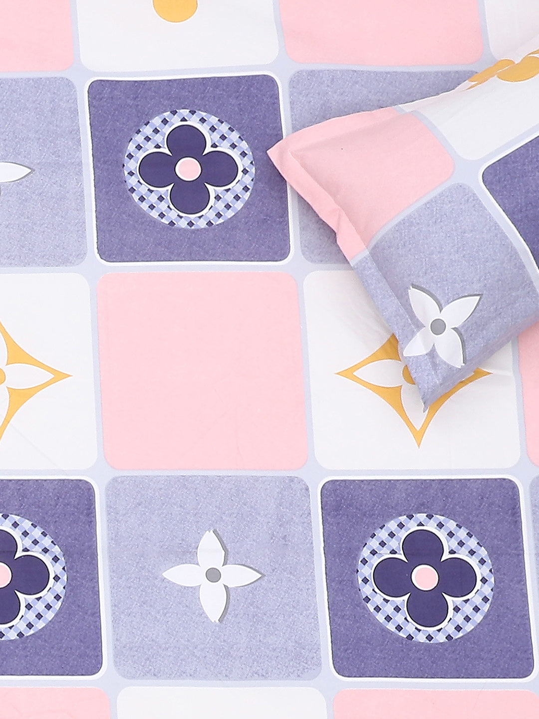 120 GSM Polyester Double Bed Bedsheet with 2 Pillow Covers - Updated - Updated