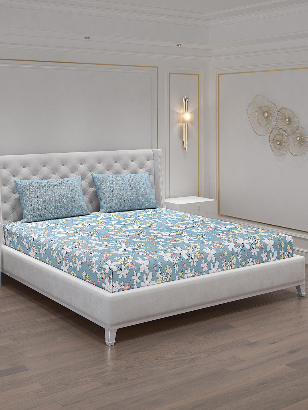 120 GSM Polyester Double Bed Bedsheet with 2 Pillow Covers - Updated - Updated