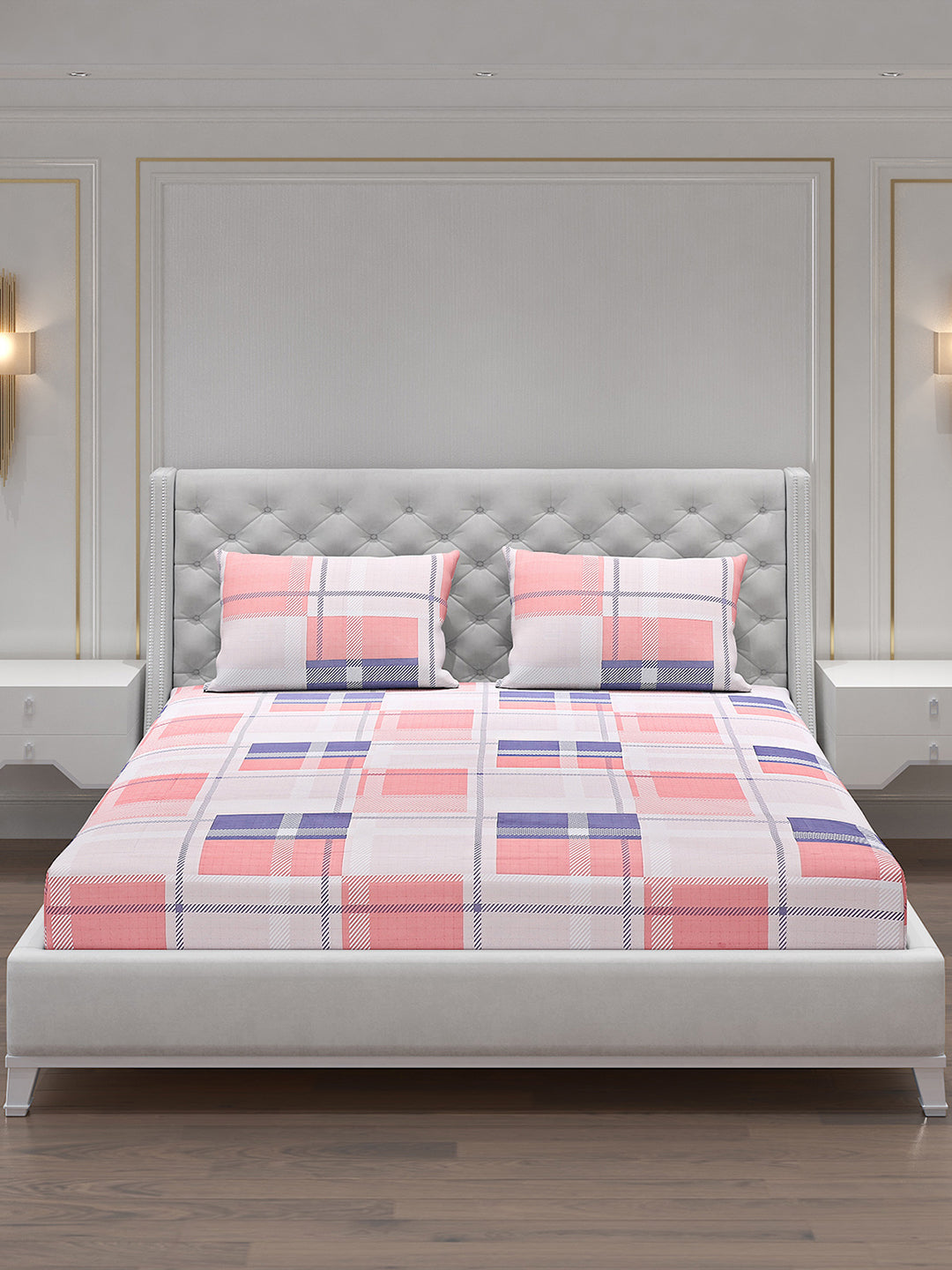 120 GSM Polyester Double Bed Bedsheet with 2 Pillow Covers - Updated - Updated