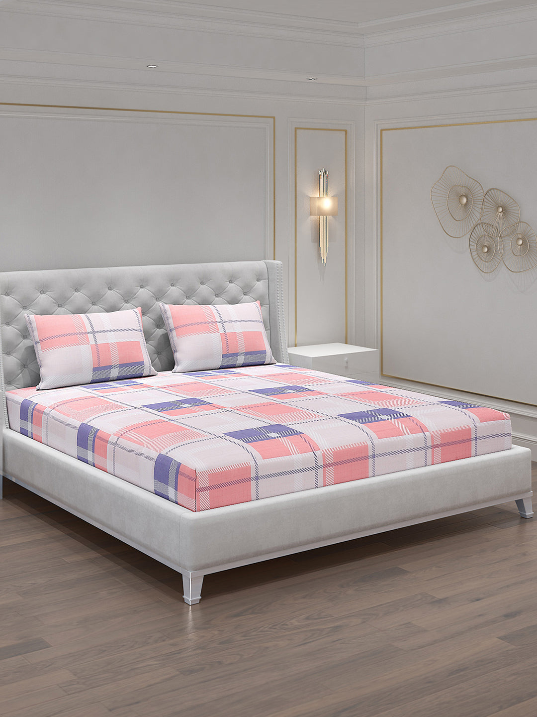 120 GSM Polyester Double Bed Bedsheet with 2 Pillow Covers - Updated - Updated