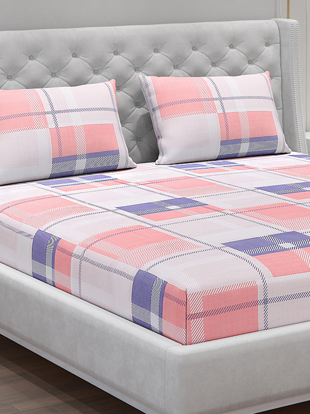 120 GSM Polyester Double Bed Bedsheet with 2 Pillow Covers - Updated - Updated