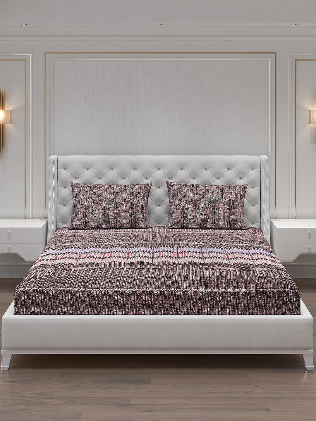 120 GSM Polyester Double Bed Bedsheet with 2 Pillow Covers - Updated - Updated