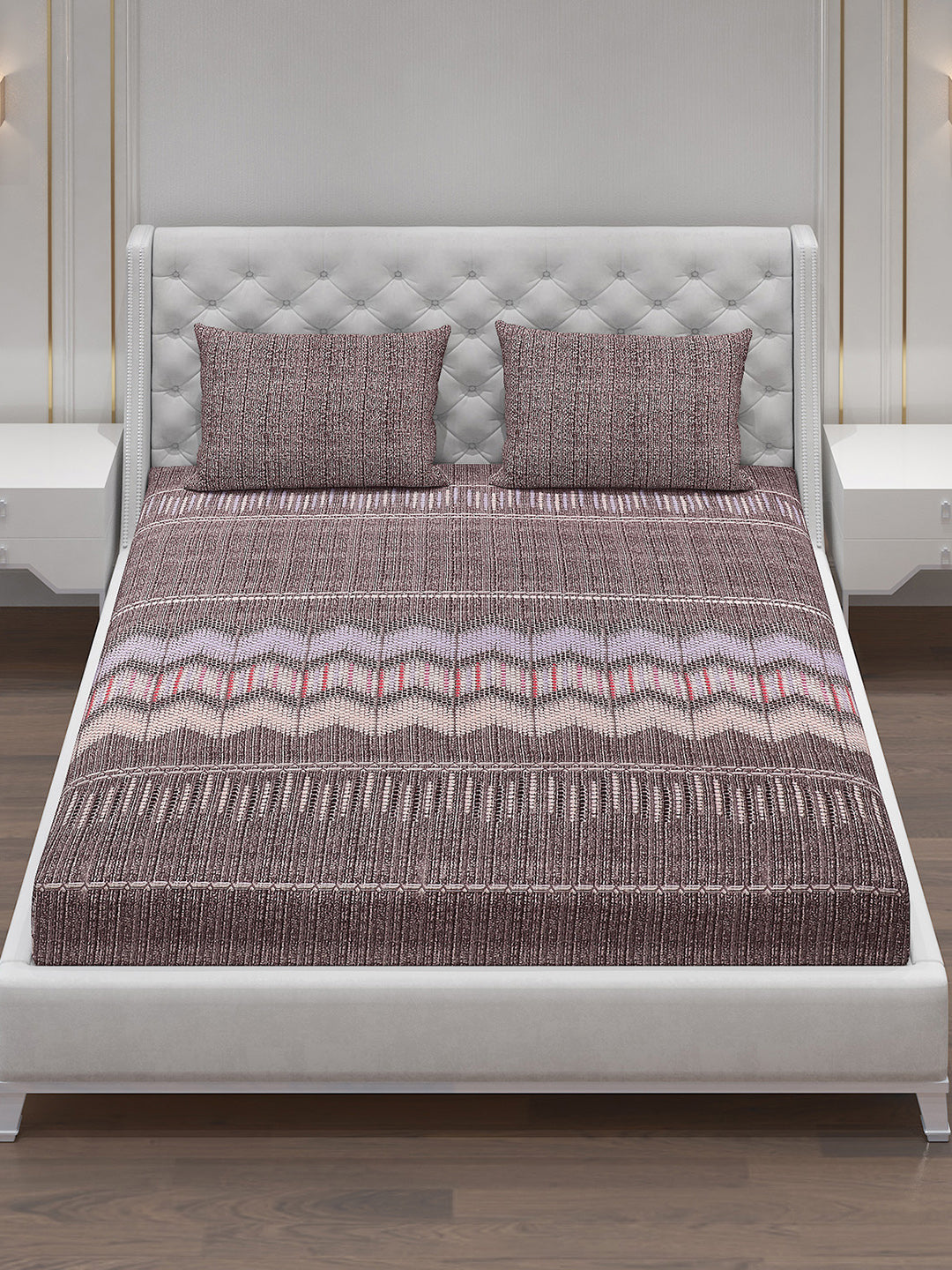 120 GSM Polyester Double Bed Bedsheet with 2 Pillow Covers - Updated - Updated