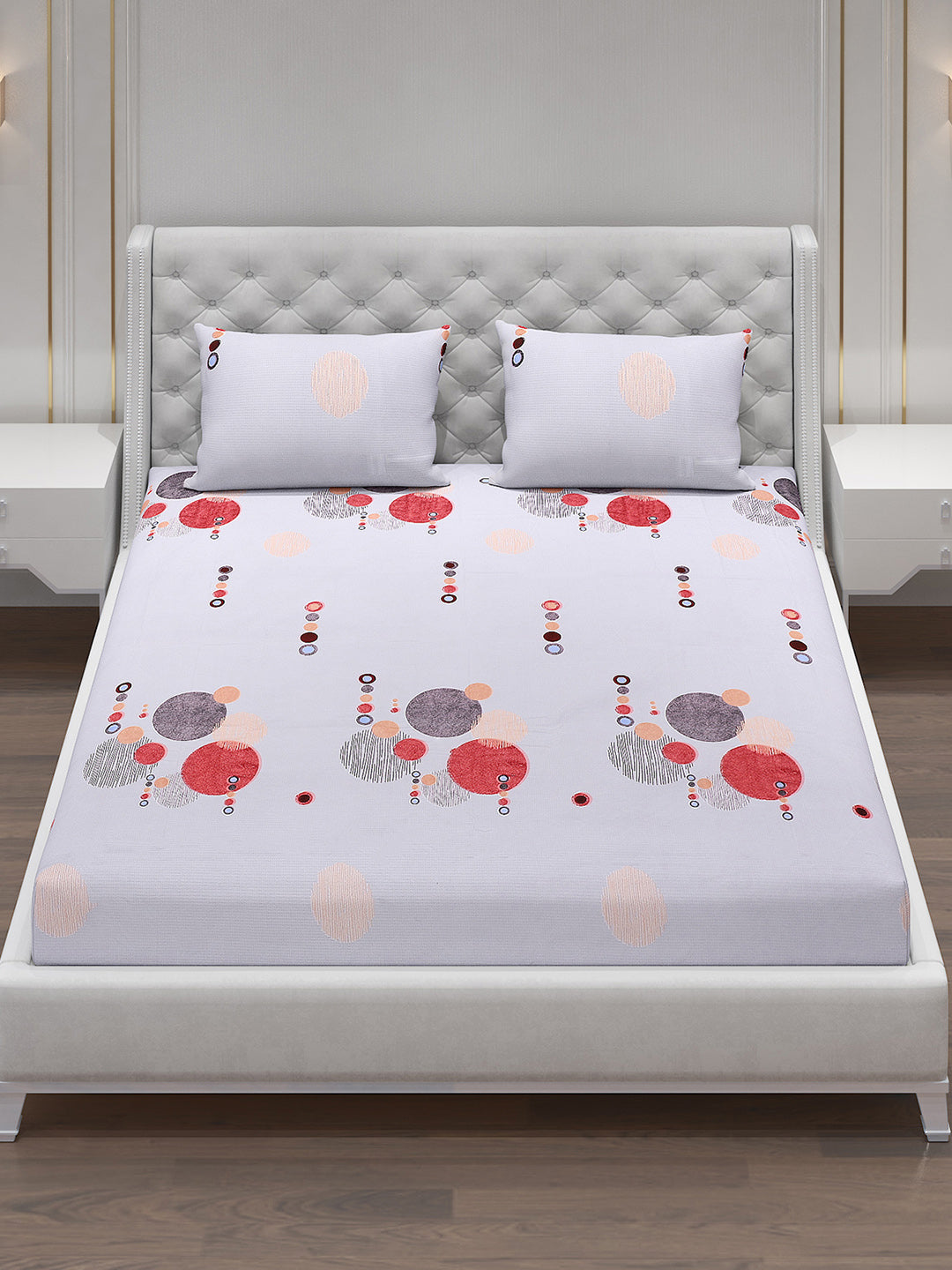 120 GSM Polyester Double Bed Bedsheet with 2 Pillow Covers - Updated - Updated