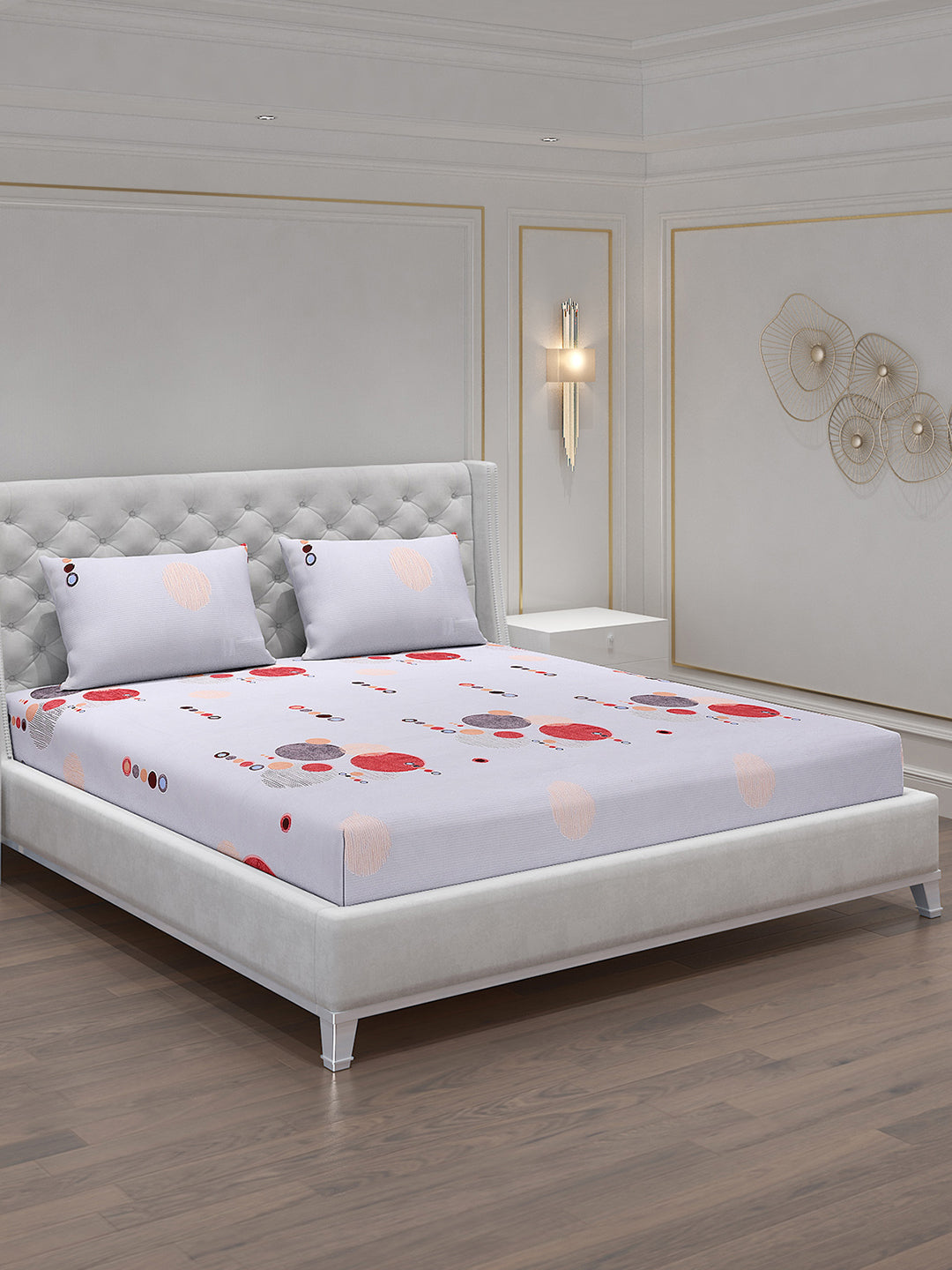 120 GSM Polyester Double Bed Bedsheet with 2 Pillow Covers - Updated - Updated