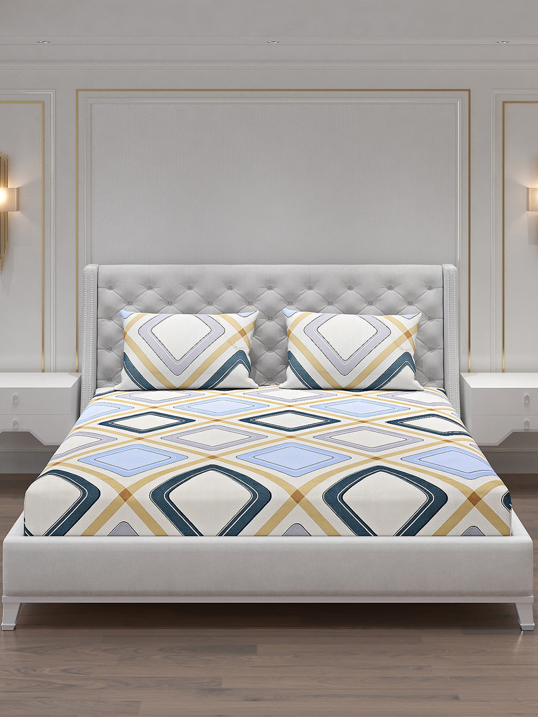 120 GSM Polyester Double Bed Bedsheet with 2 Pillow Covers - Updated - Updated