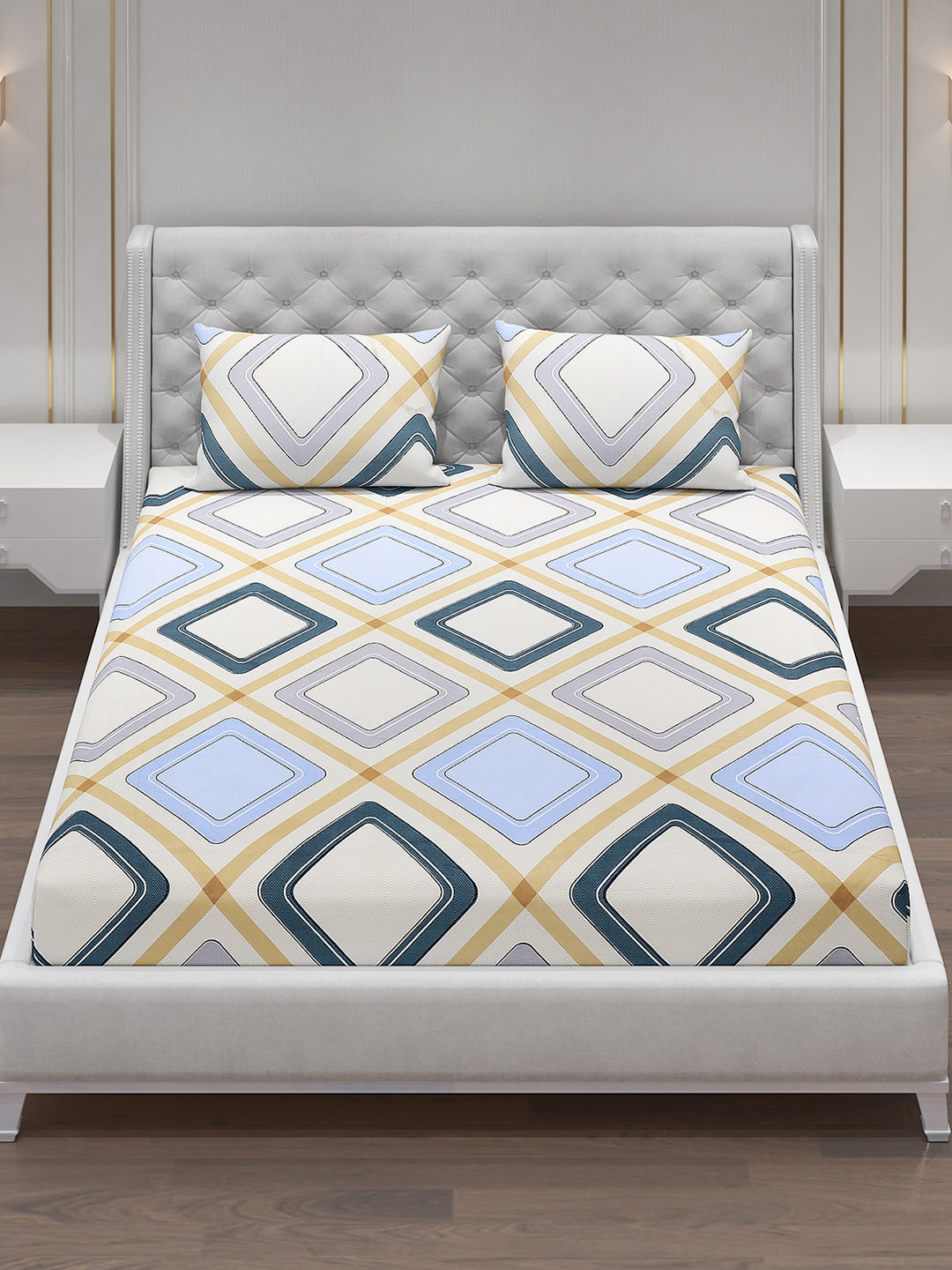 120 GSM Polyester Double Bed Bedsheet with 2 Pillow Covers - Updated - Updated