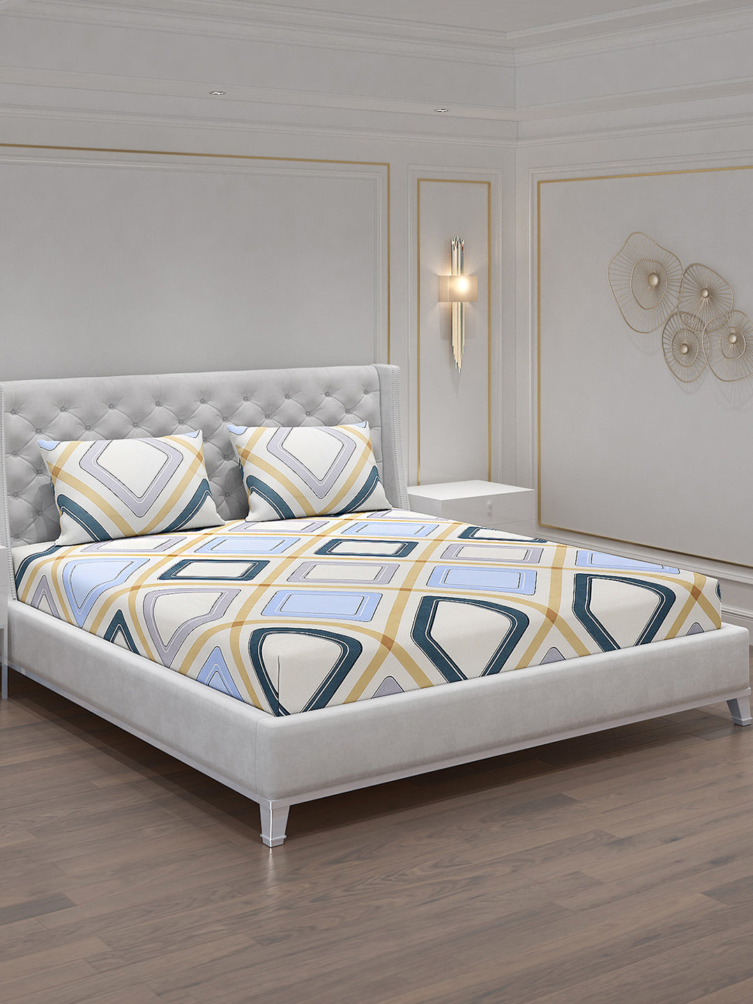 120 GSM Polyester Double Bed Bedsheet with 2 Pillow Covers - Updated - Updated