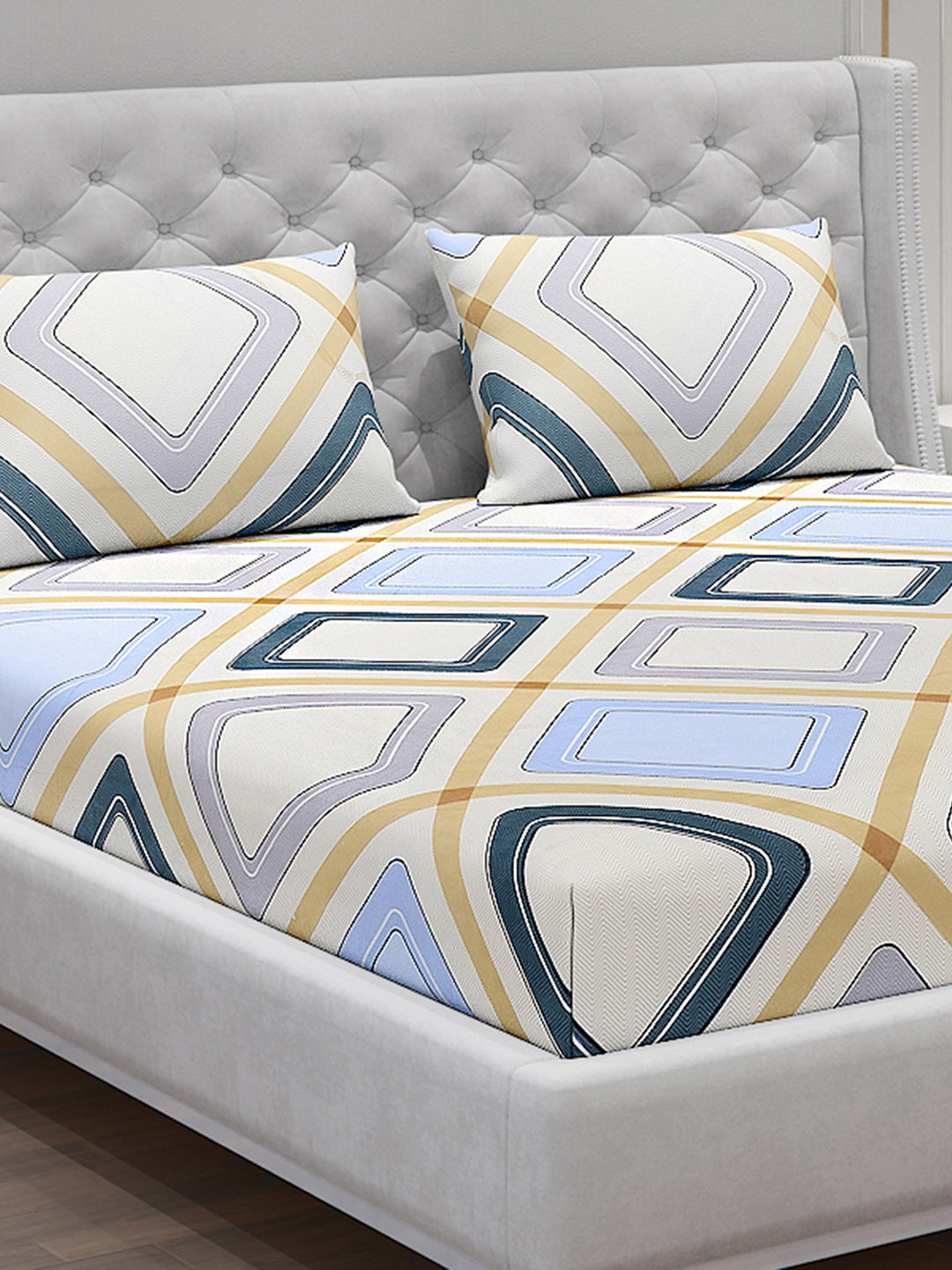 120 GSM Polyester Double Bed Bedsheet with 2 Pillow Covers - Updated - Updated