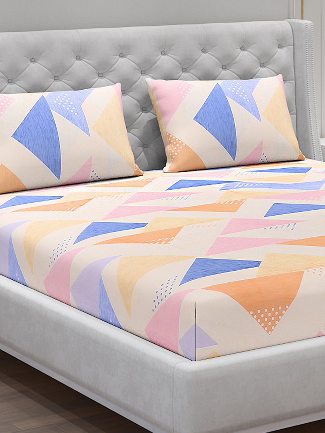 120 GSM Polyester Double Bed Bedsheet with 2 Pillow Covers - Updated - Updated