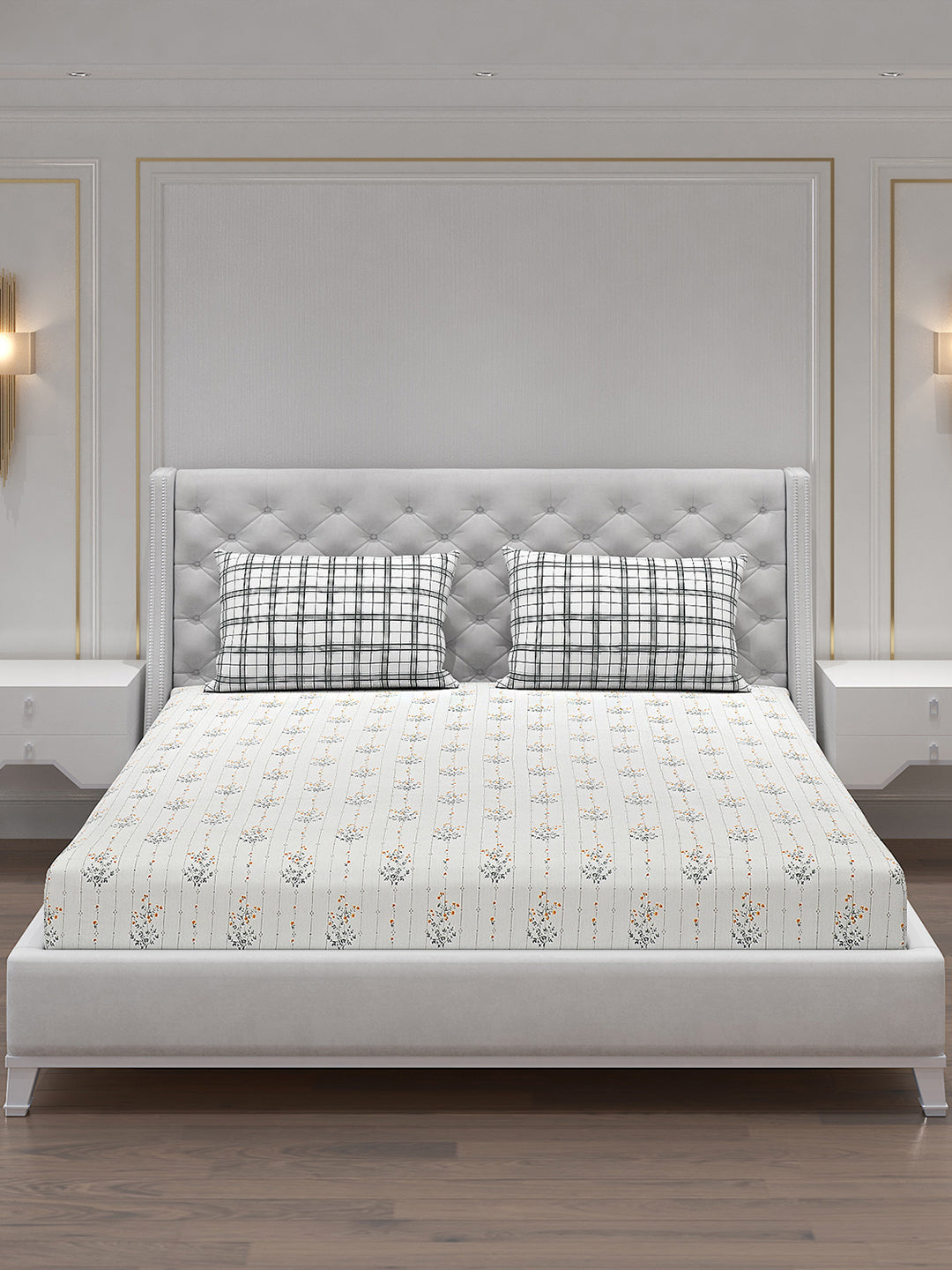 120 GSM Polyester Double Bed Bedsheet with 2 Pillow Covers - Updated - Updated