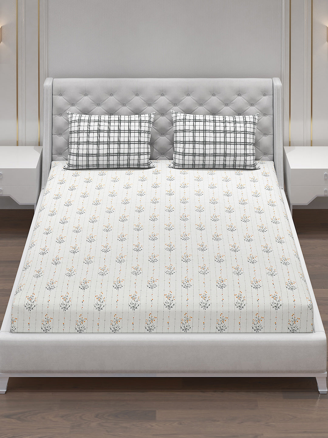 120 GSM Polyester Double Bed Bedsheet with 2 Pillow Covers - Updated - Updated