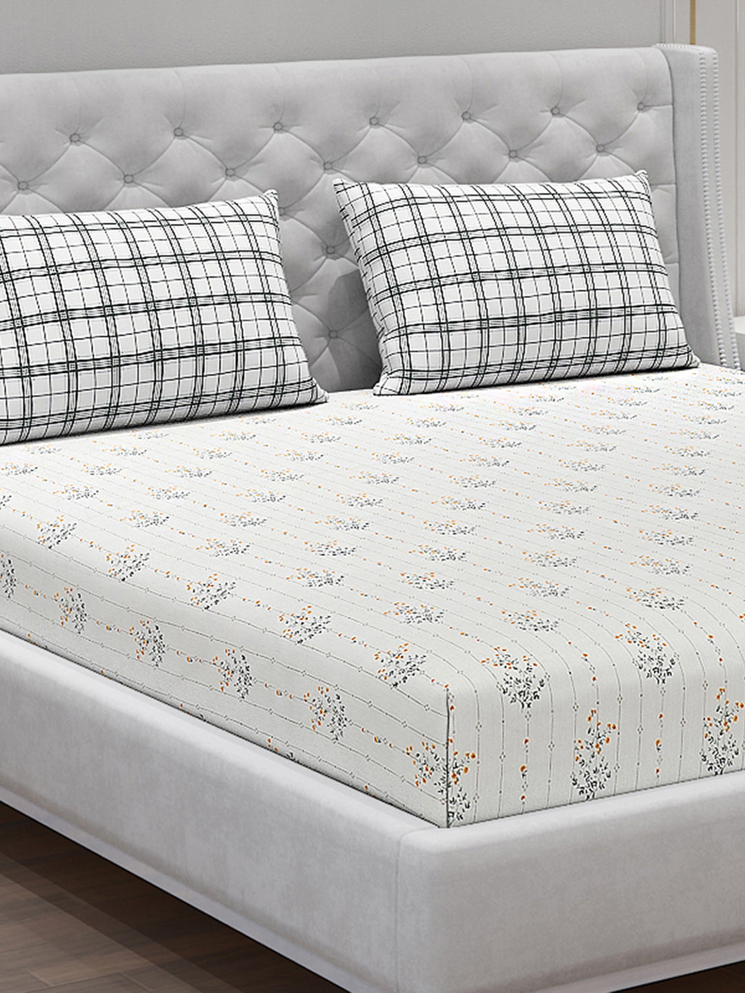 120 GSM Polyester Double Bed Bedsheet with 2 Pillow Covers - Updated - Updated