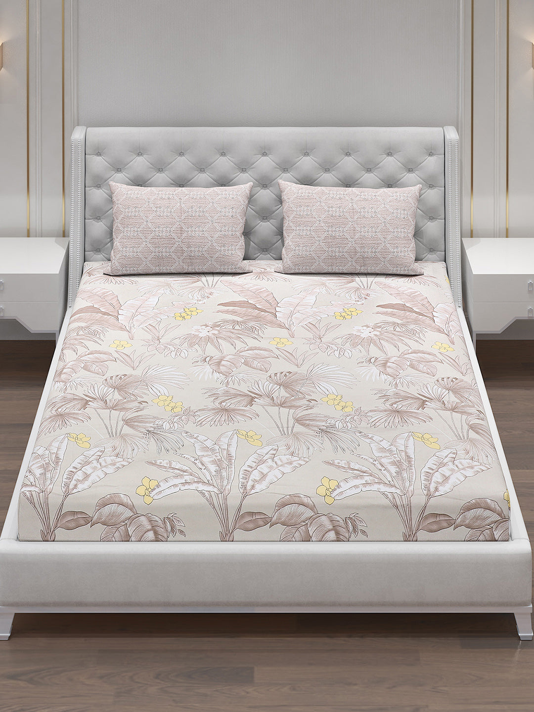120 GSM Polyester Double Bed Bedsheet with 2 Pillow Covers - Updated - Updated
