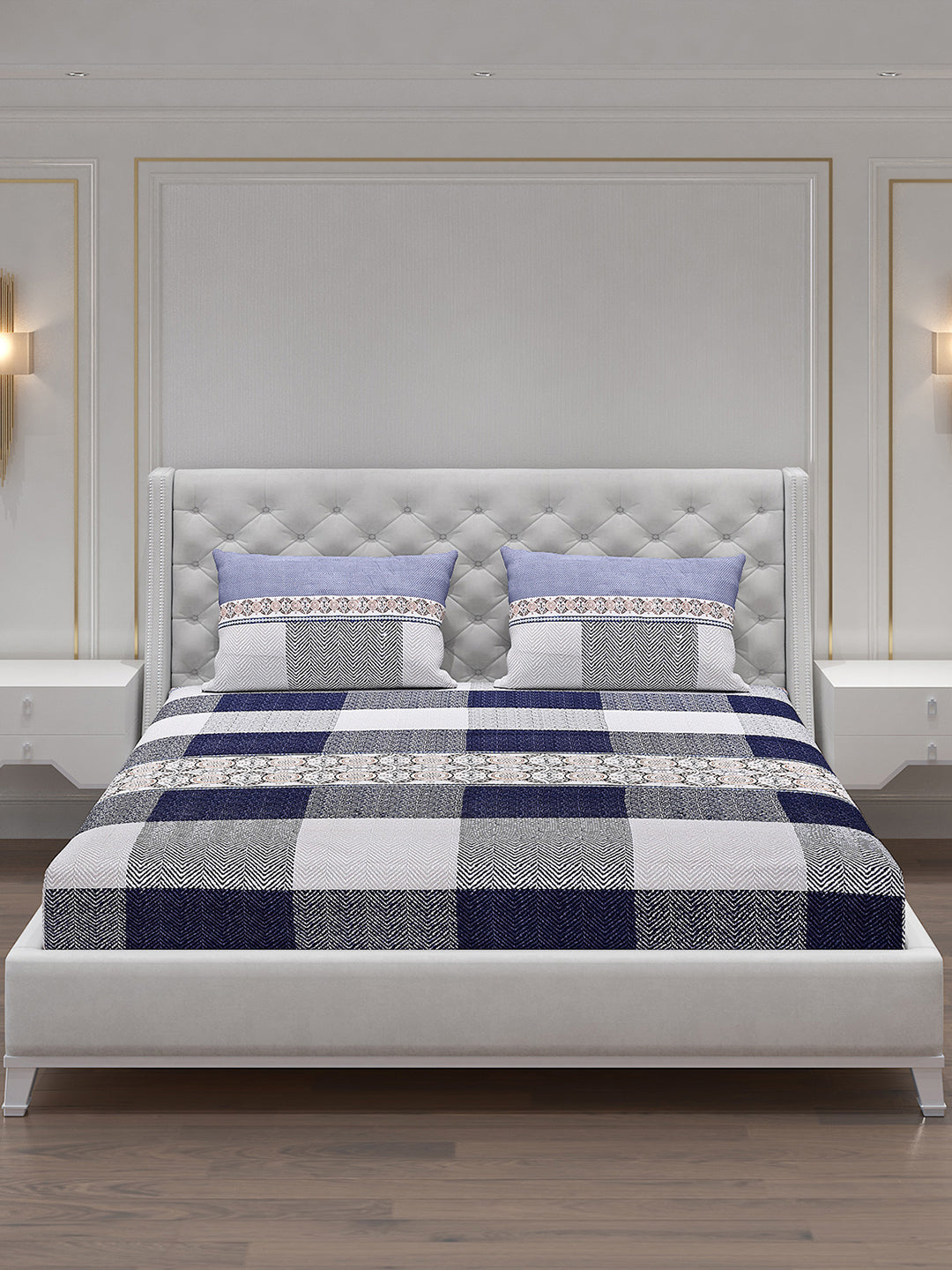 120 GSM Polyester Double Bed Bedsheet with 2 Pillow Covers - Updated - Updated