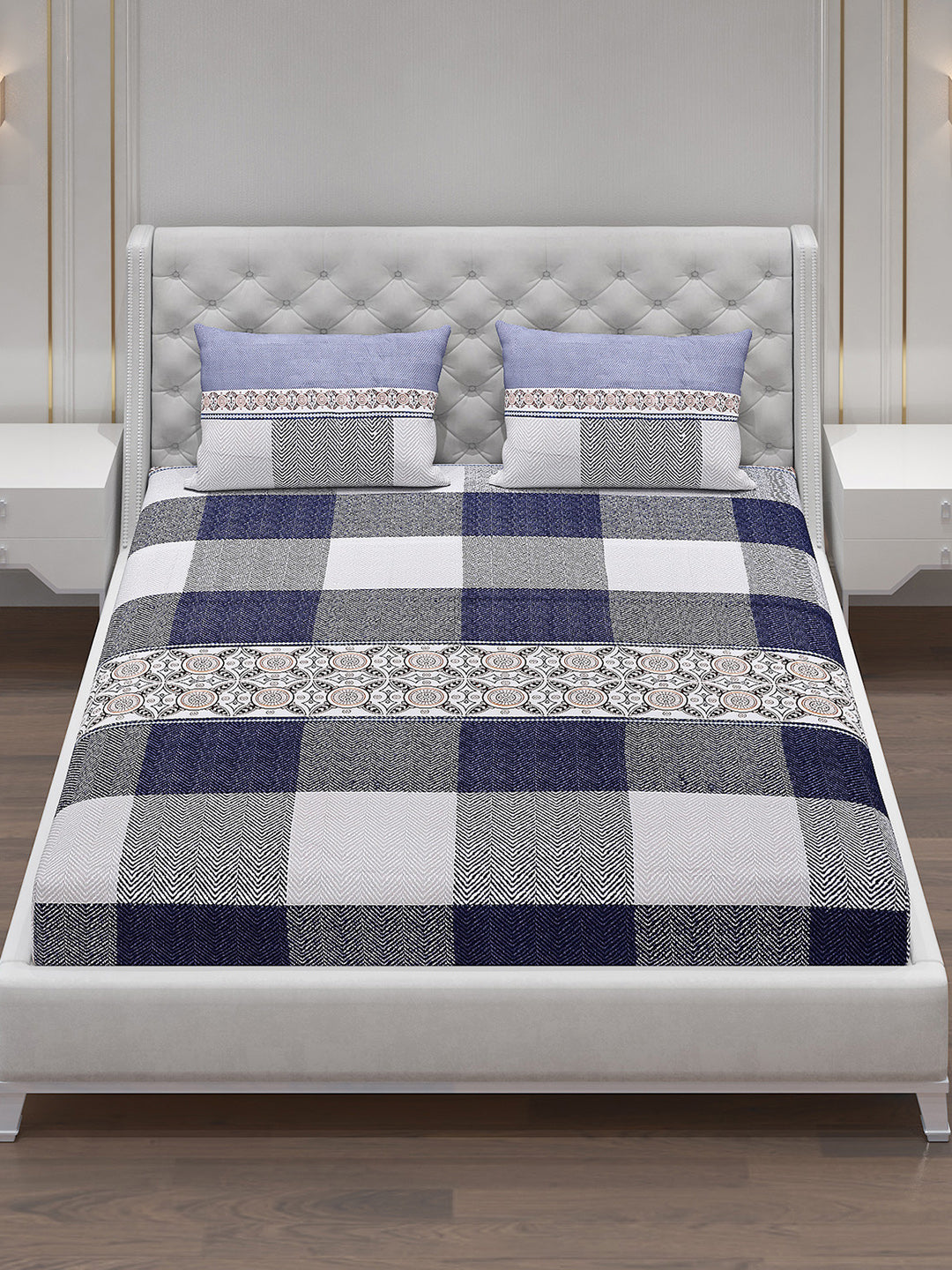 120 GSM Polyester Double Bed Bedsheet with 2 Pillow Covers - Updated - Updated