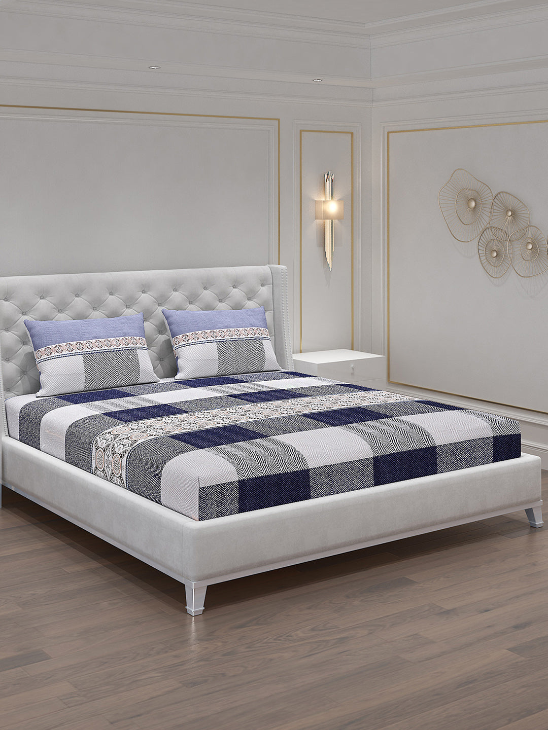 120 GSM Polyester Double Bed Bedsheet with 2 Pillow Covers - Updated - Updated