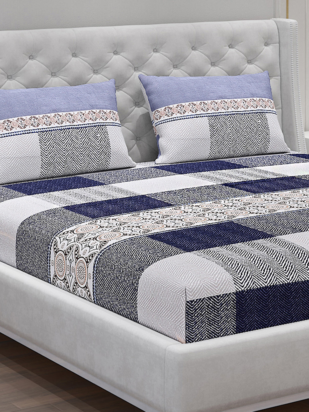 120 GSM Polyester Double Bed Bedsheet with 2 Pillow Covers - Updated - Updated