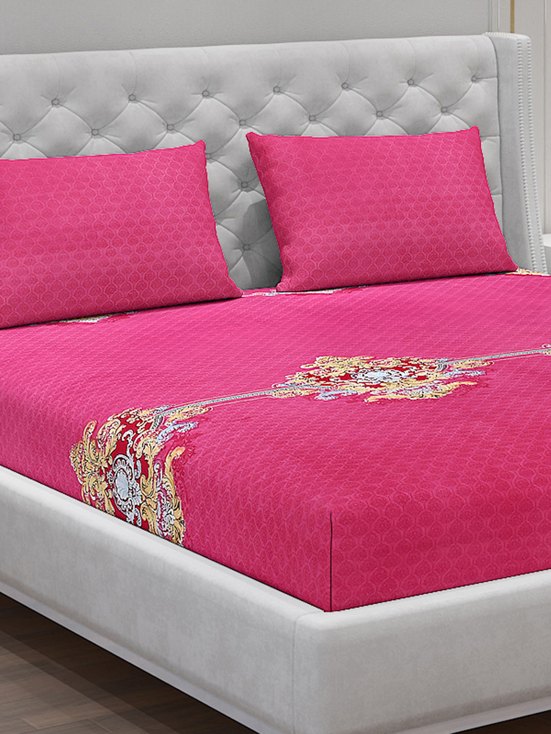 120 GSM Polyester Double Bed Bedsheet with 2 Pillow Covers - Updated - Updated