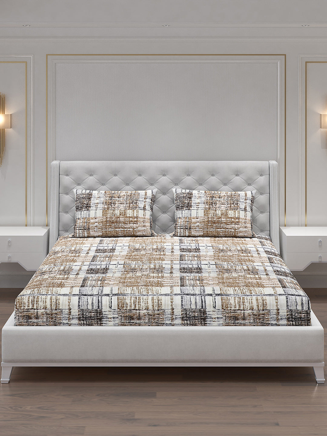 120 GSM Polyester Double Bed Bedsheet with 2 Pillow Covers - Updated - Updated