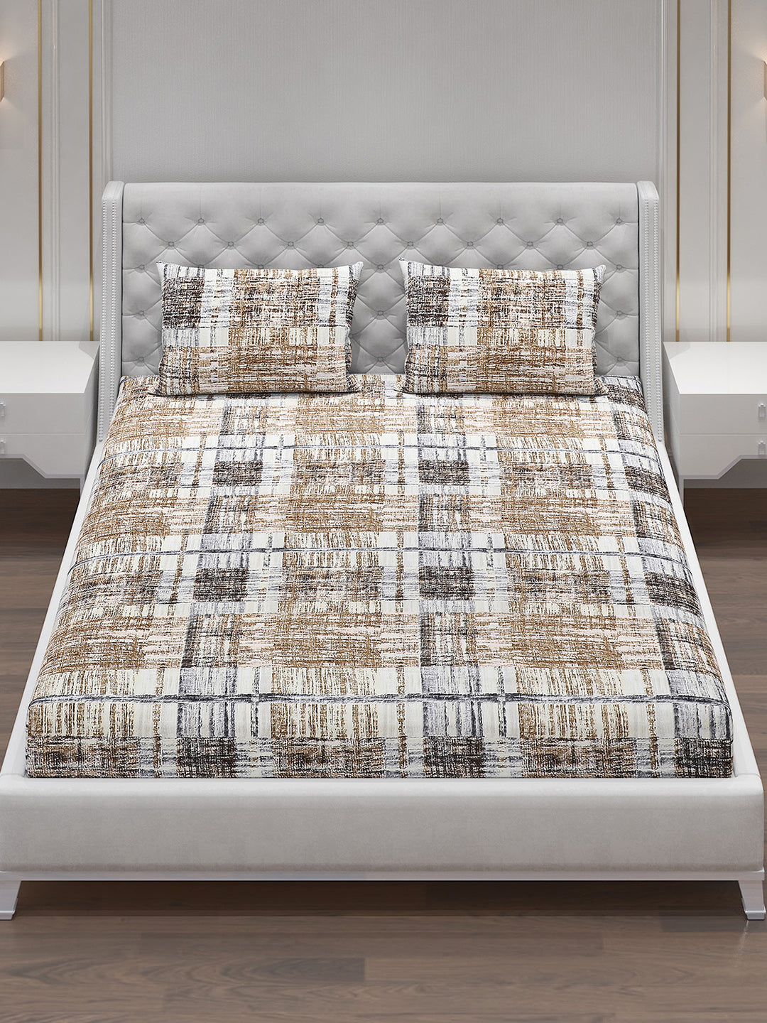 120 GSM Polyester Double Bed Bedsheet with 2 Pillow Covers - Updated - Updated