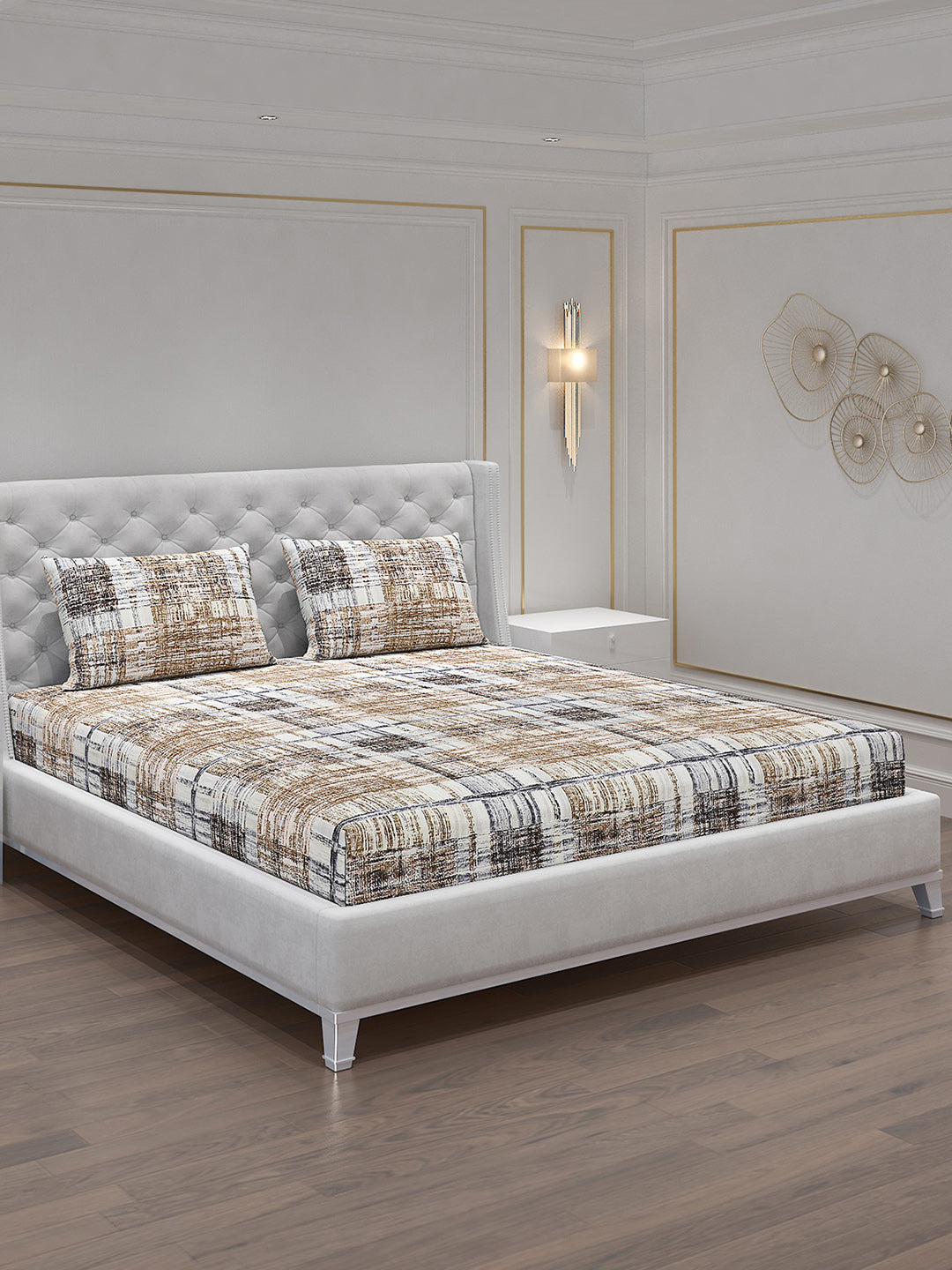 120 GSM Polyester Double Bed Bedsheet with 2 Pillow Covers - Updated - Updated