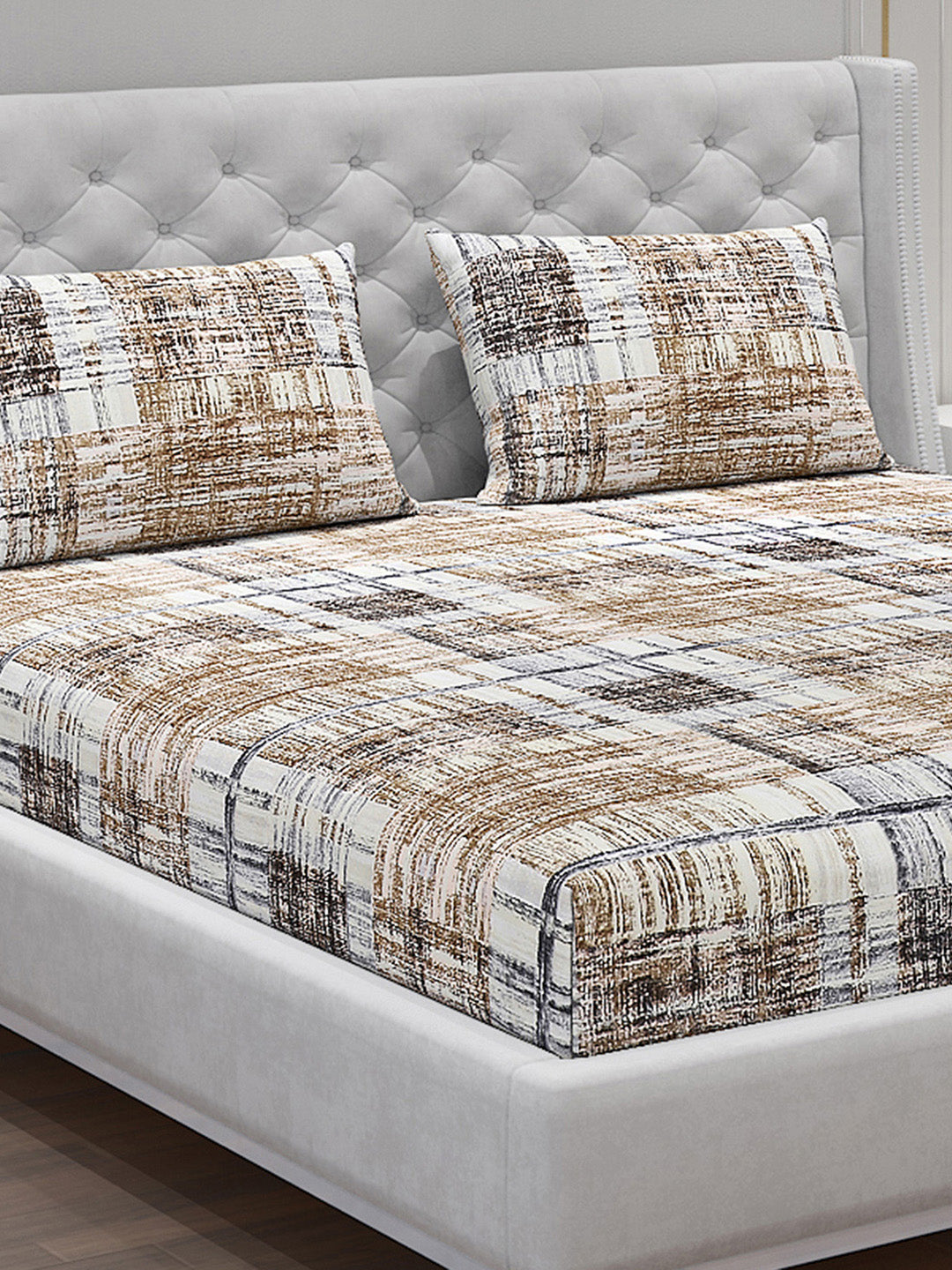 120 GSM Polyester Double Bed Bedsheet with 2 Pillow Covers - Updated - Updated