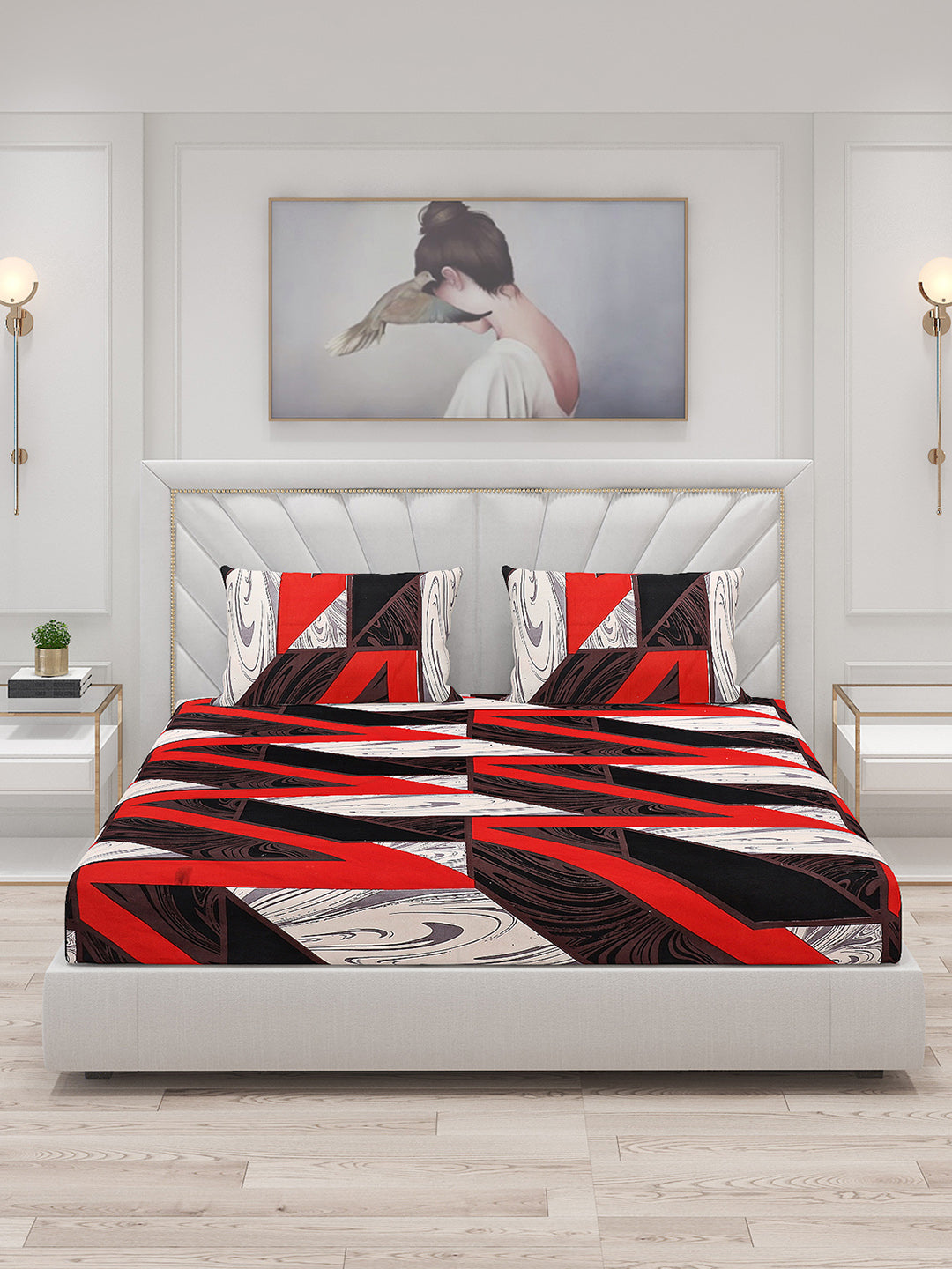 125 GSM Polyester Double Bed Bedsheet with 2 Pillow Covers