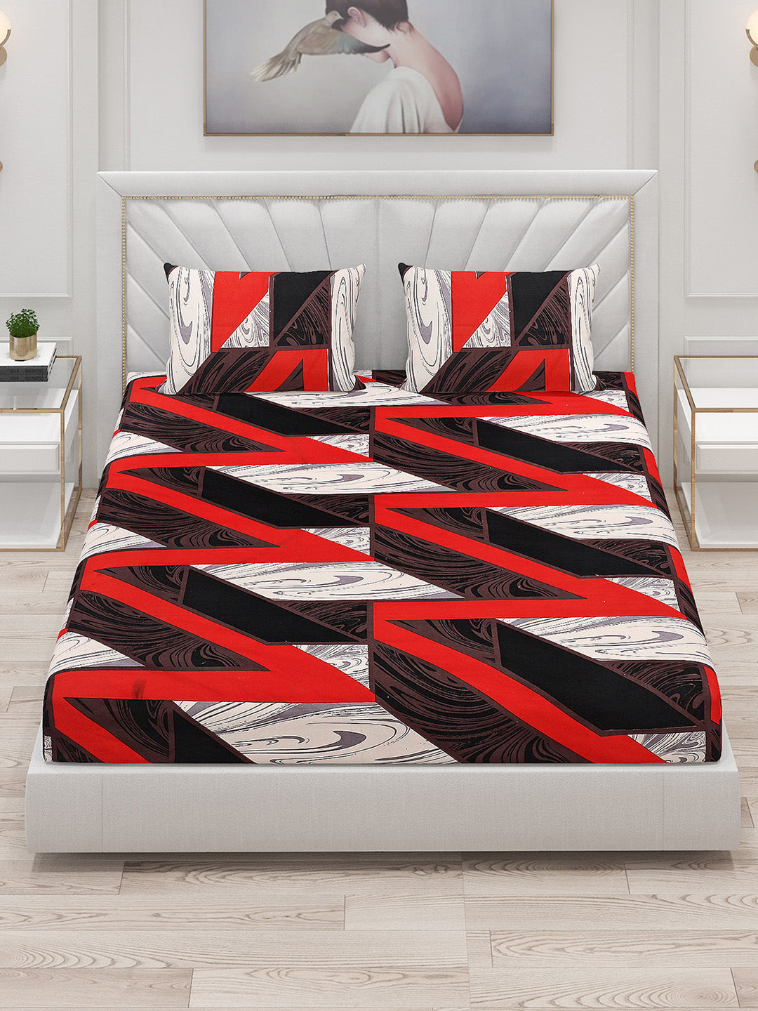 125 GSM Polyester Double Bed Bedsheet with 2 Pillow Covers