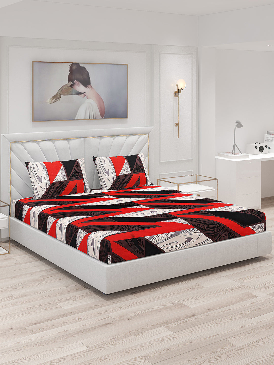 125 GSM Polyester Double Bed Bedsheet with 2 Pillow Covers