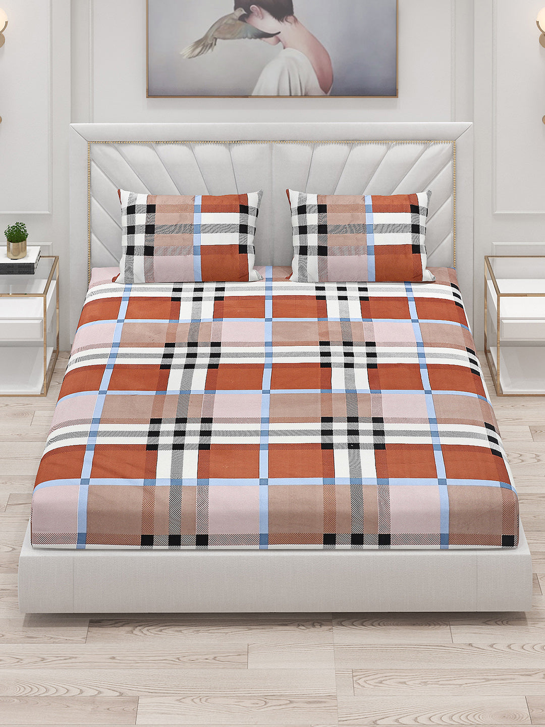 125 GSM Polyester Double Bed Bedsheet with 2 Pillow Covers