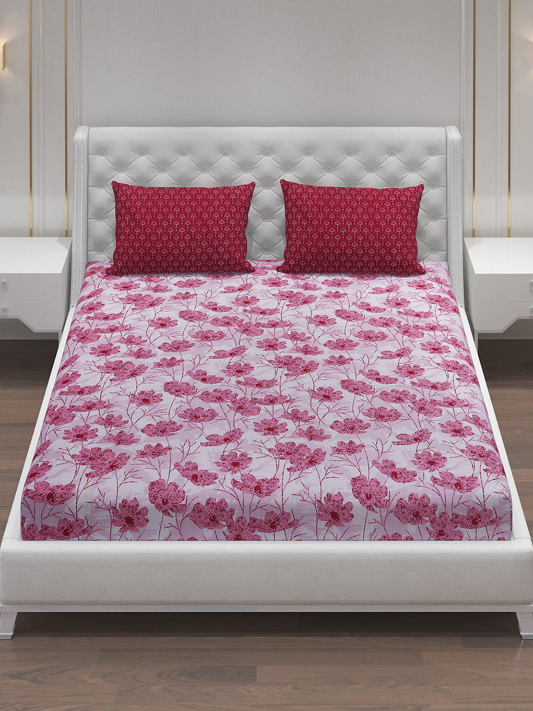 MOCA by Monte Carlo 144 TC Cotton King Bedsheet with 2 Pillow Covers