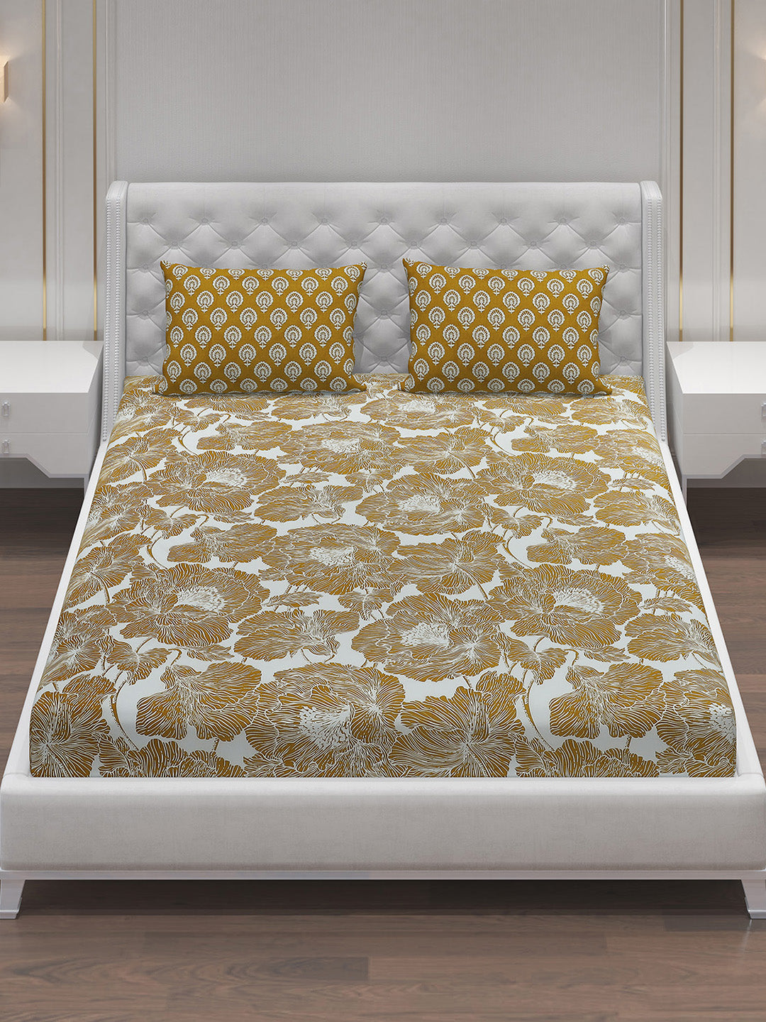 MOCA by Monte Carlo 144 TC Cotton King Bedsheet with 2 Pillow Covers