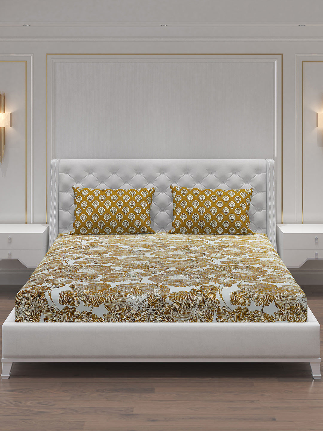 MOCA by Monte Carlo 144 TC Cotton King Bedsheet with 2 Pillow Covers