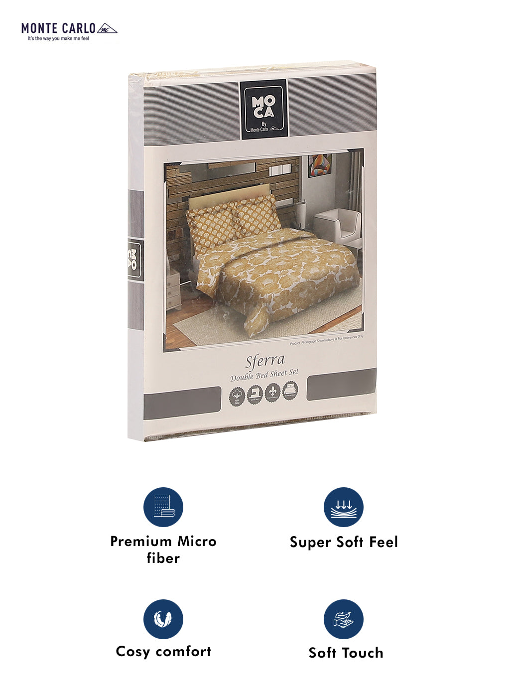 MOCA by Monte Carlo 144 TC Cotton King Bedsheet with 2 Pillow Covers