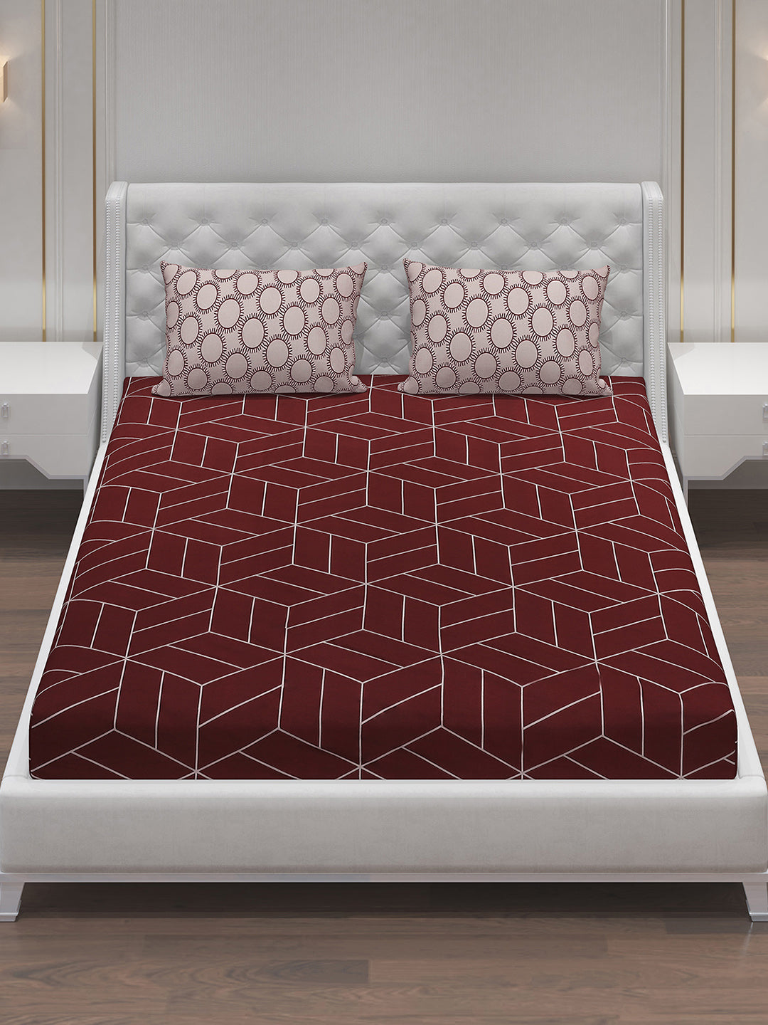 MOCA by Monte Carlo 144 TC Cotton King Bedsheet with 2 Pillow Covers