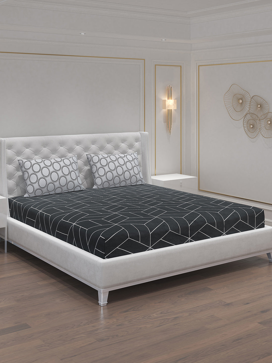 MOCA by Monte Carlo 144 TC Cotton King Bedsheet with 2 Pillow Covers