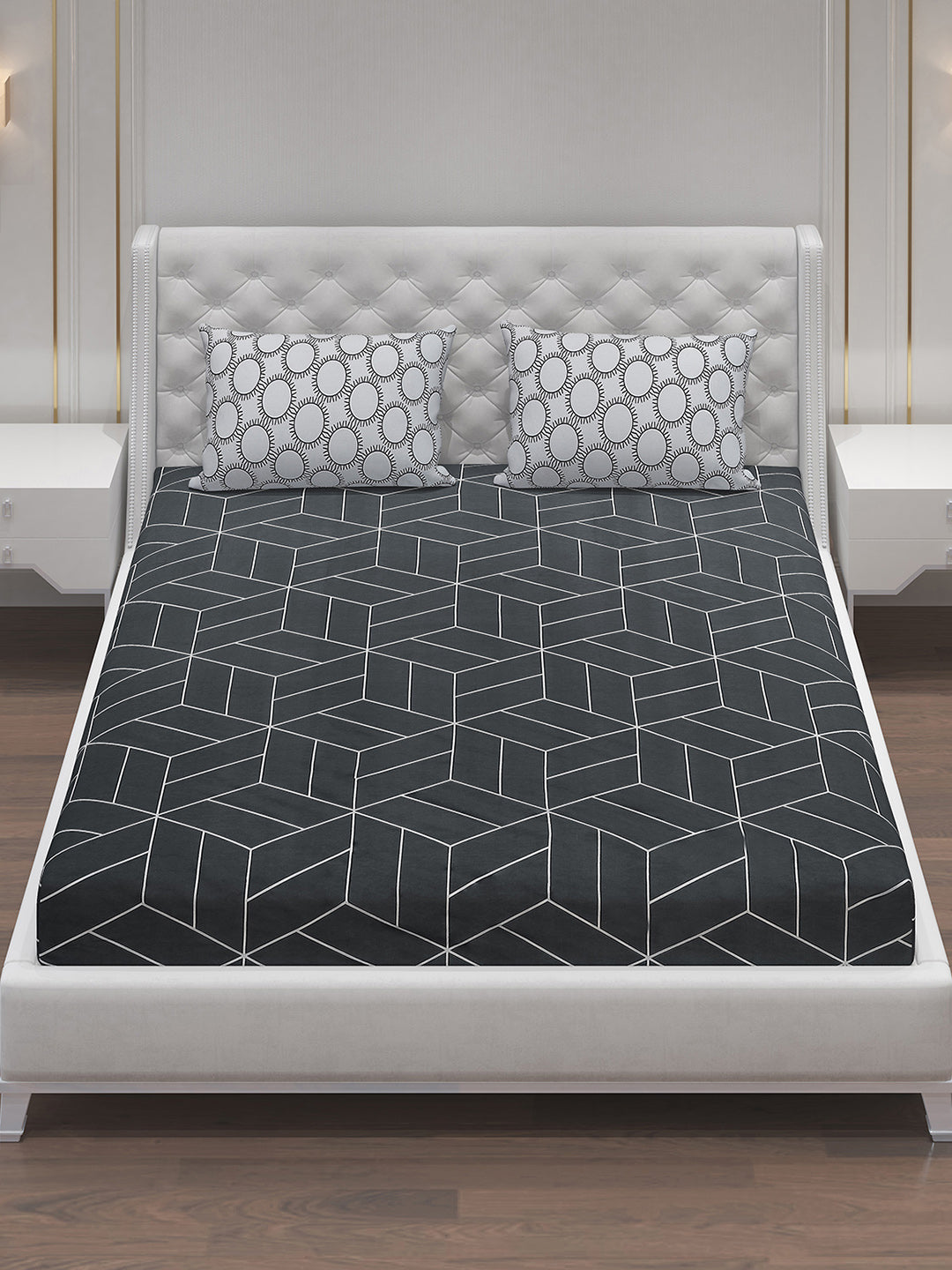 MOCA by Monte Carlo 144 TC Cotton King Bedsheet with 2 Pillow Covers