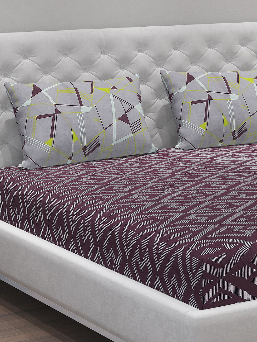 MOCA by Monte Carlo 144 TC Cotton King Bedsheet with 2 Pillow Covers